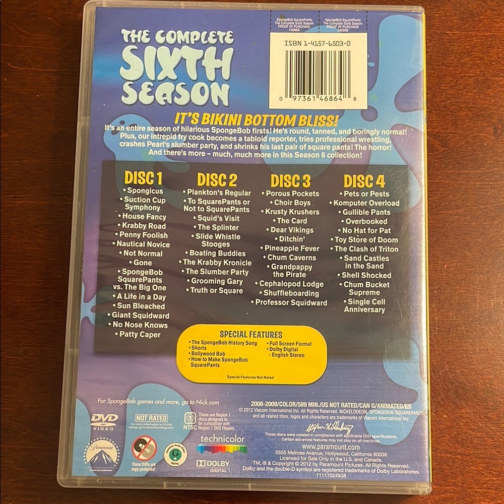 Nickelodeon SpongeBob SquarePants Complete Sixth Season DVD - Picture 2 of 2